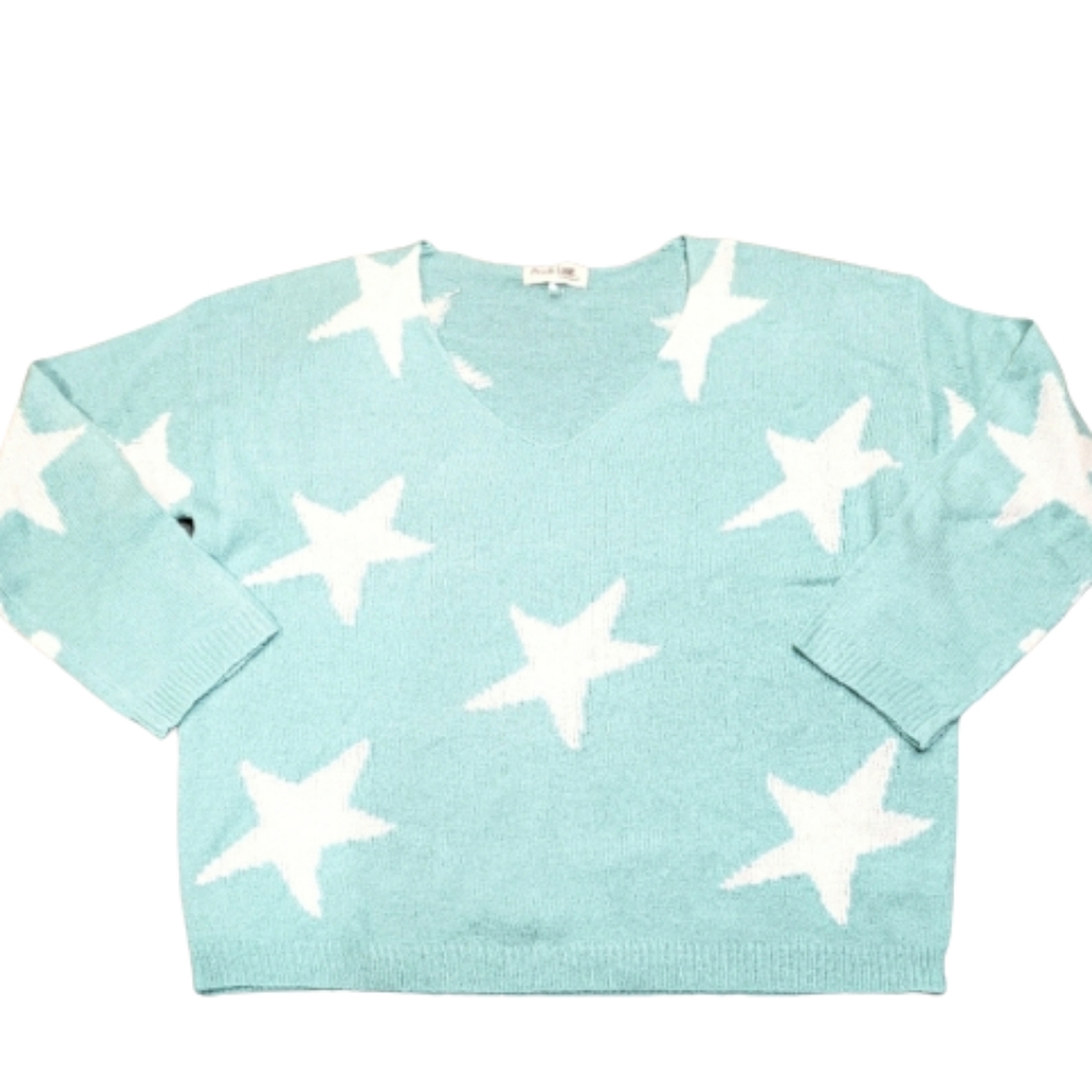 Peach Love California V Neck Star Sweater